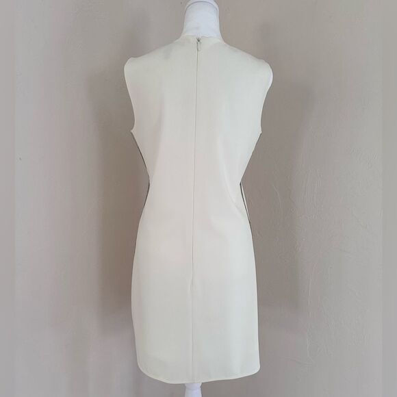 BCBGMAXAZRIA Onyx White Beaded Mini Shift Dress w/ Silver Metallic Size S $338 - Picture 4 of 14